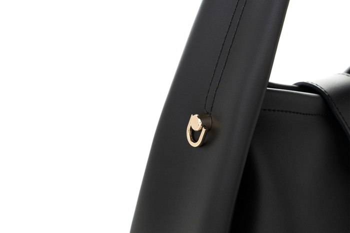Vince Camuto Turin Bolso de Mano Negro 100% Piel de Polivinilo Elegante y Sofisticado para Mujer